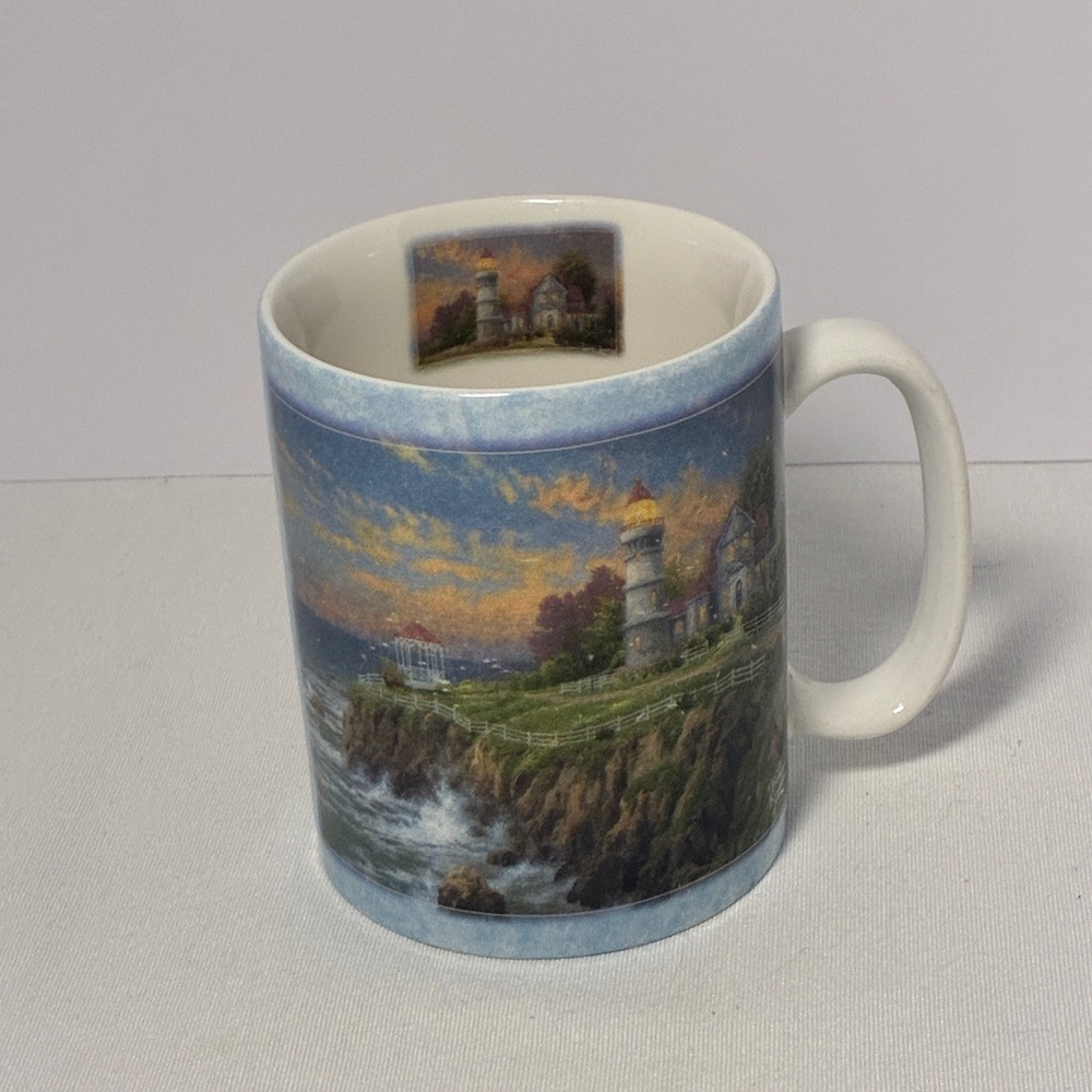 Thomas Kinkade Victorian Light Lighthouse Mug‎ AMCAL Coffee Cup Coastal Cottage